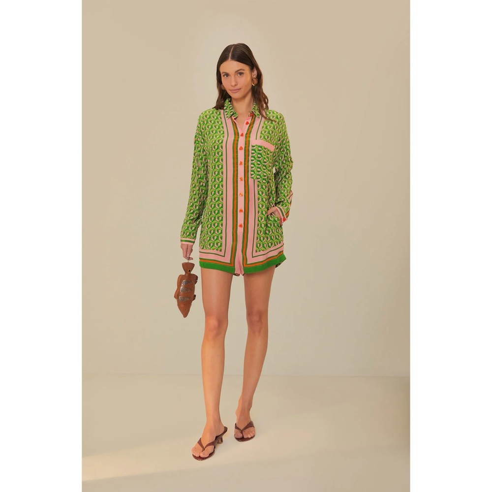 FARM Rio Vibrant Green and Pink Romper